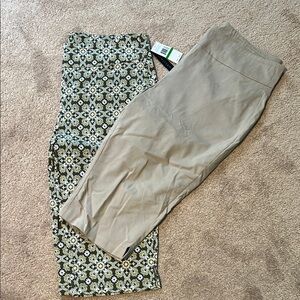 GET 2! Green Floral and Tan Capri Pants